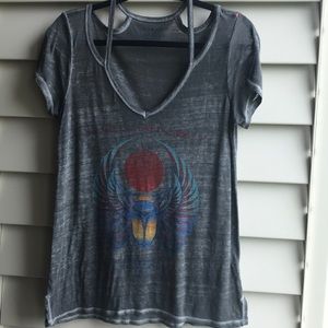 Lucky Brand “Journey” Burn Out Open Shoulder Tee